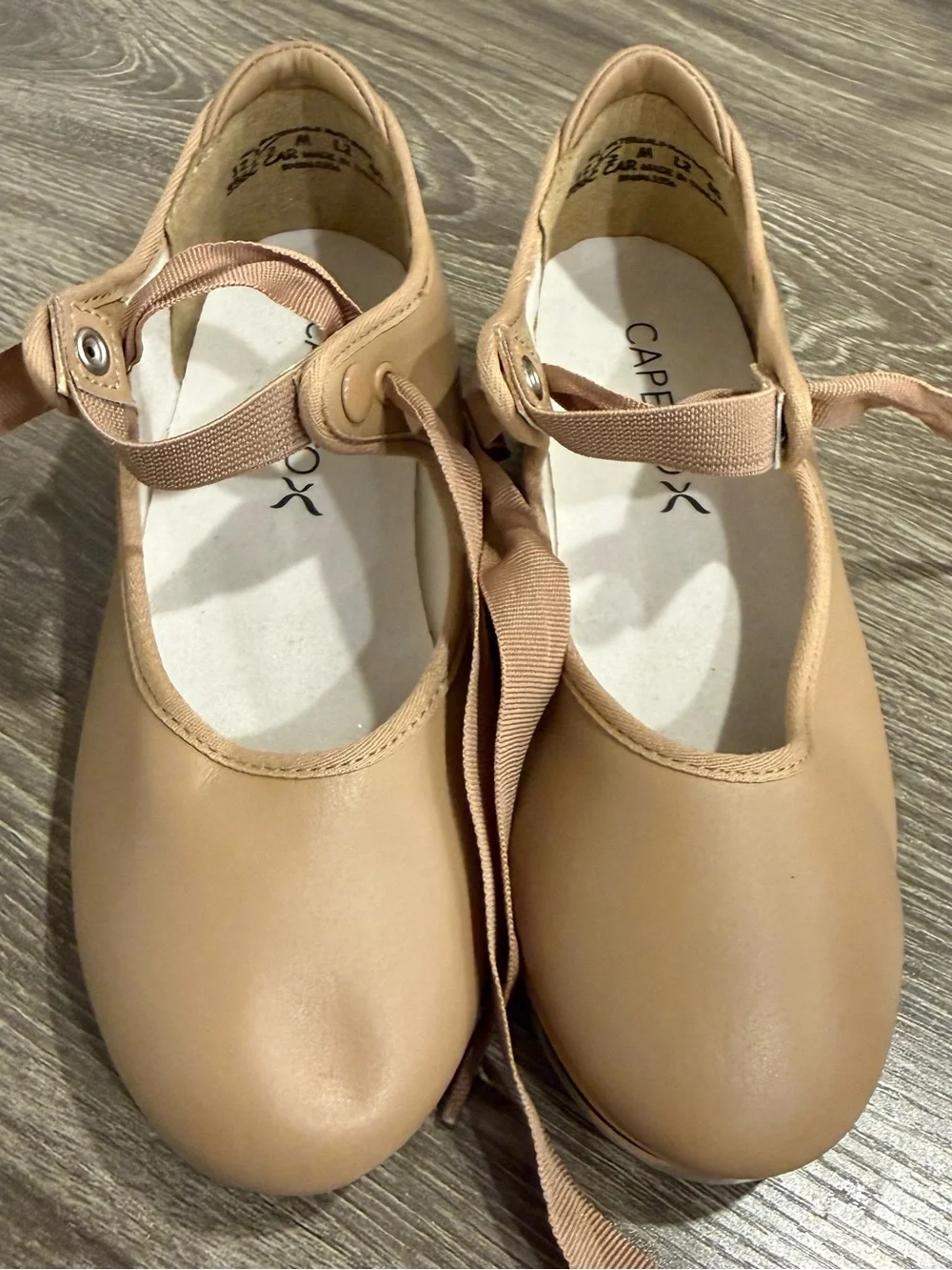 Capezio Nude Ballet Flats with Ribbon Taps